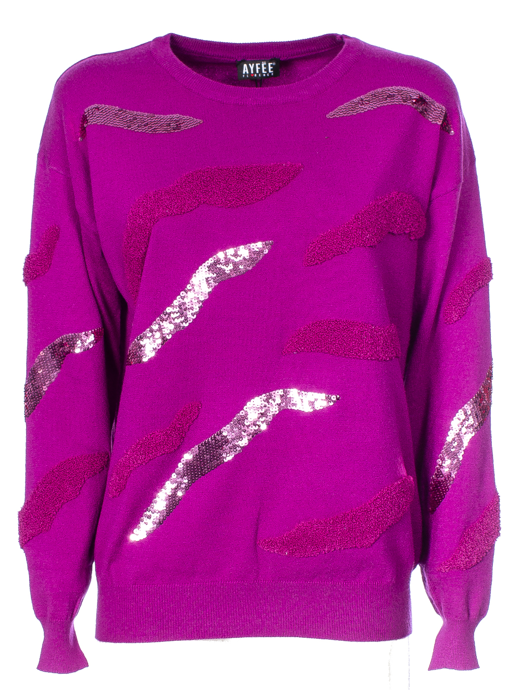 MAGLIA DETTAGLIO CLOUDS PAILLETTES, 3 TG,52%VI 23%NY 25%PL, MADE IN PRC           - PURPLE